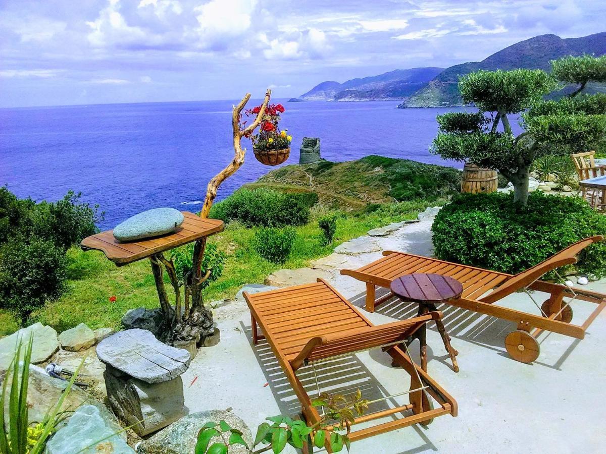 Coin De Paradis Vue Dominante Sur Mer, Montagne Et Tour Genoise Avec Jacuzzi Pino Exterior foto
